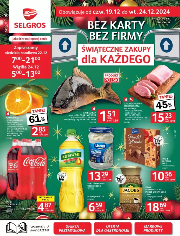 Selgros - gazetka promocyjna Oferta spożywcza od czwartku 19.12 do wtorku 24.12