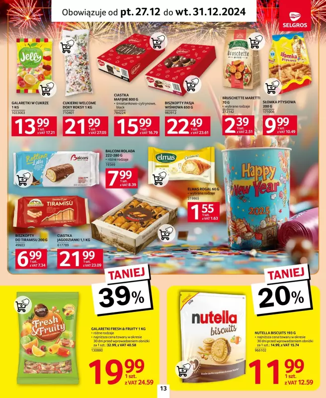 Selgros - gazetka promocyjna Oferta spożywcza Sylwester od piątku 27.12 do wtorku 31.12 - strona 13