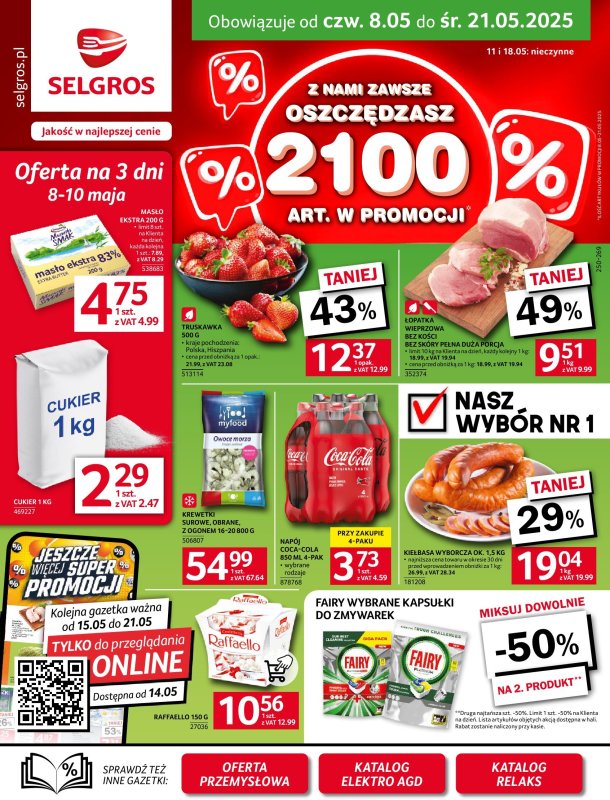 Selgros - gazetka promocyjna Oferta spożywcza od czwartku 08.05 do środy 21.05