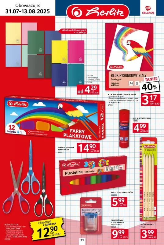 Selgros - gazetka promocyjna Katalog Szkoła od czwartku 31.07 do środy 13.08 - strona 21