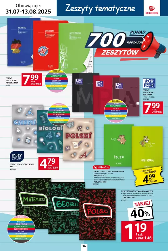 Selgros - gazetka promocyjna Katalog Szkoła od czwartku 31.07 do środy 13.08 - strona 16