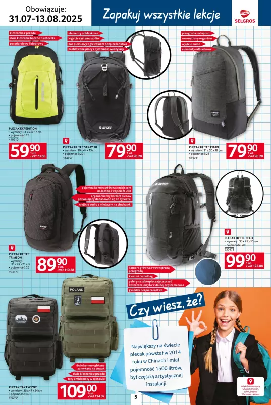 Selgros - gazetka promocyjna Katalog Szkoła od czwartku 31.07 do środy 13.08 - strona 5