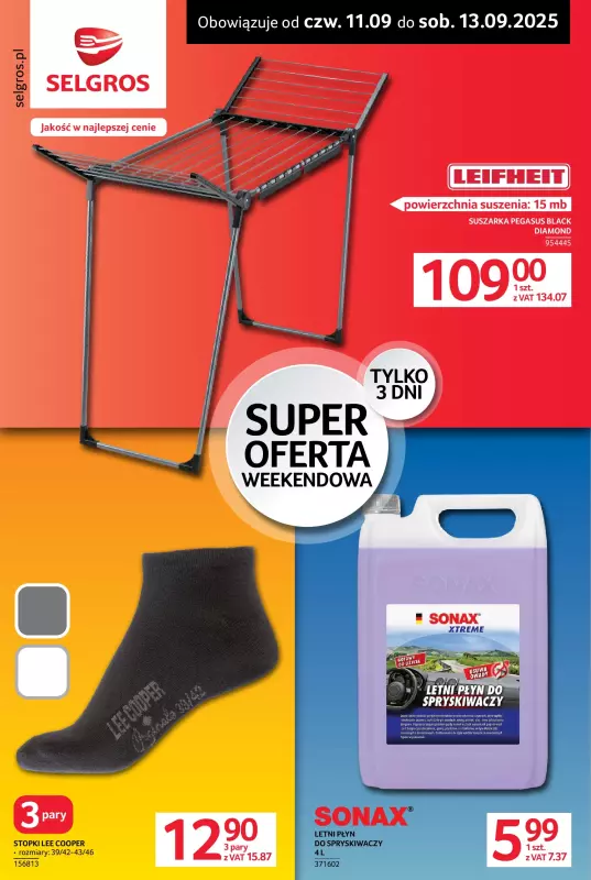 Selgros - gazetka promocyjna Super oferta na 3 dni od czwartku 11.09 do soboty 13.09