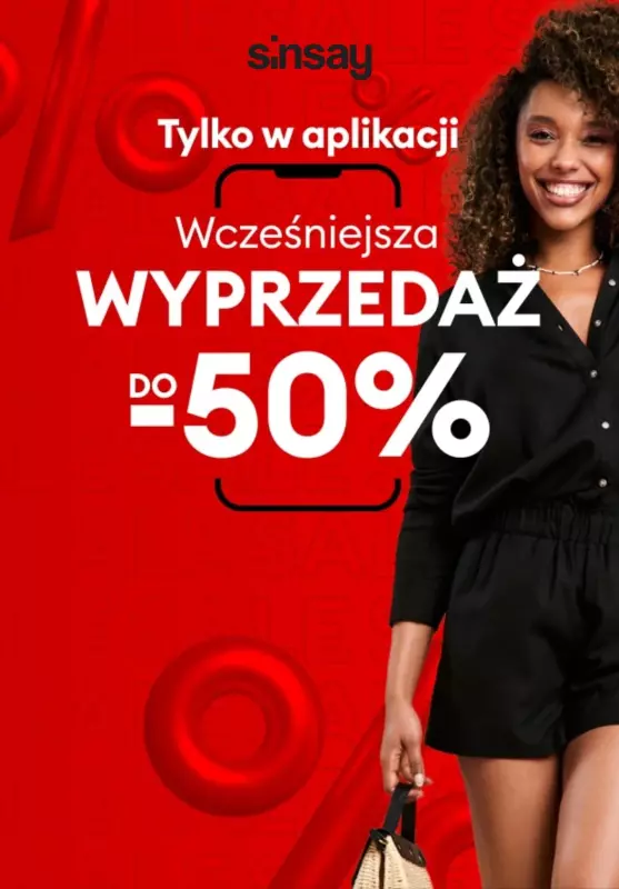 Sinsay - gazetka promocyjna Wyprzedaż do -50% w aplikacji Sinsay od poniedziałku 17.06 