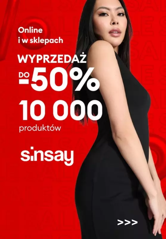 Sinsay - gazetka promocyjna Do -50% Wyprzedaż od czwartku 04.07 do poniedziałku 15.07