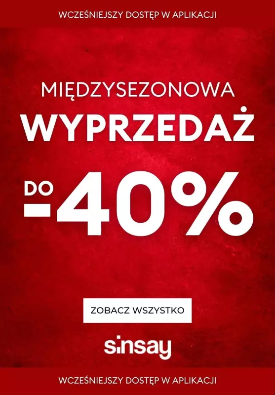 Sinsay - gazetka promocyjna Wcześniejsza wyprzedaż w aplikacji od wtorku 01.10 