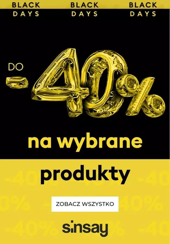 Sinsay - gazetka promocyjna Do -40% na wybrane produkty od poniedziałku 04.11 do niedzieli 10.11