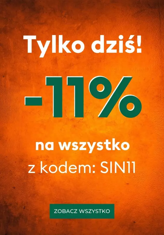 Sinsay - gazetka promocyjna -11% na wszystko z kodem od poniedziałku 11.11 do poniedziałku 11.11