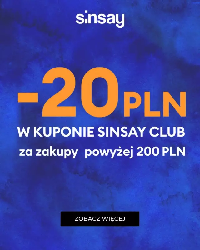 Sinsay - gazetka promocyjna -20 zł w kuponie za zakupy od środy 22.01 do wtorku 28.01