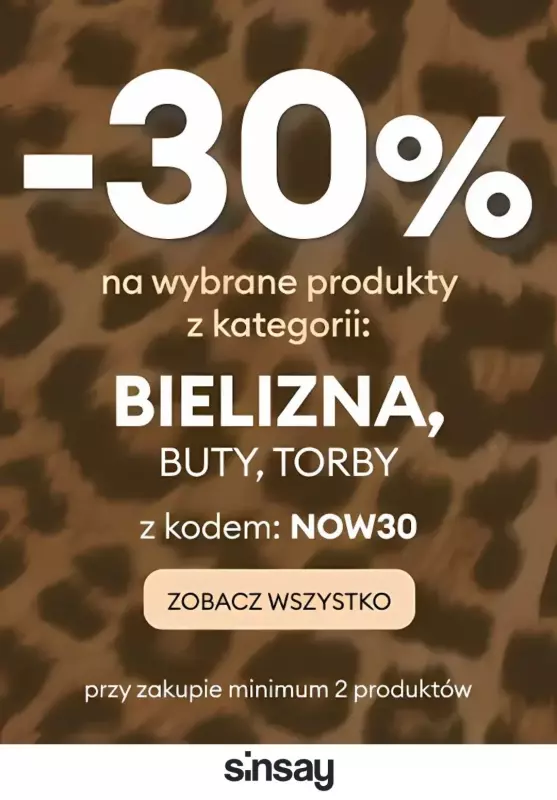 Sinsay - gazetka promocyjna -30% NA WYBRANE PRODUKTY od poniedziałku 17.03 do środy 19.03