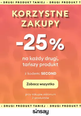 Sinsay - gazetka promocyjna Drugi produkt -25% od wtorku 13.05 do czwartku 15.05