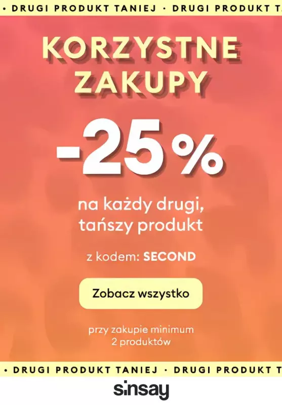 Sinsay - gazetka promocyjna Drugi produkt -25%  