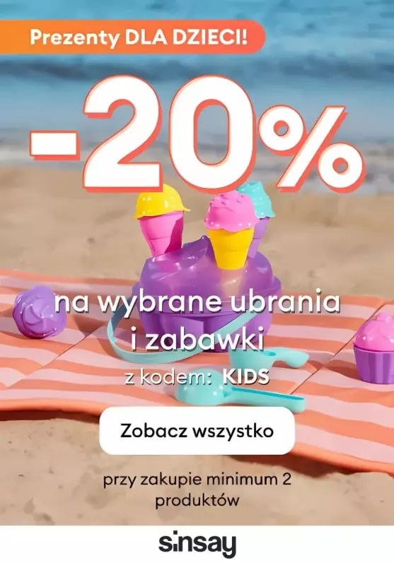 Sinsay - gazetka promocyjna -20% na wybrane ubrania i zabawki dla dzieci  