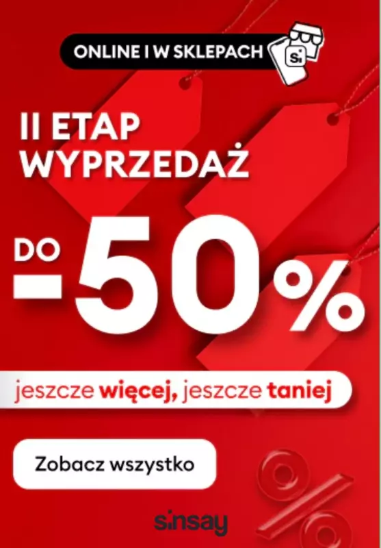 Sinsay - gazetka promocyjna Jeszcze większa WYPRZEDAŻ  