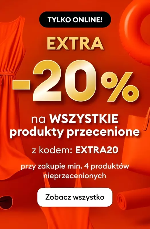 Sinsay - gazetka promocyjna EXTRA -20% na WYPRZEDAŻ przy zakupie min. 4 szt. od wtorku 05.08 do czwartku 07.08
