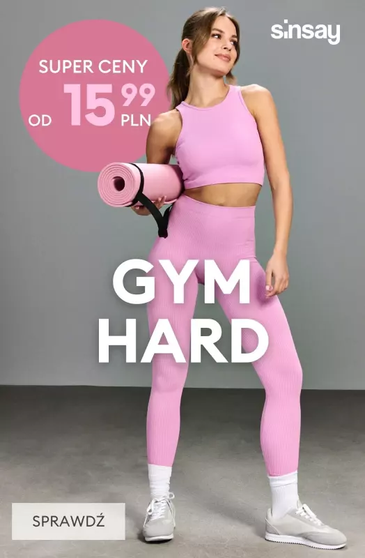 Sinsay - gazetka promocyjna GYM HARD od środy 20.08 