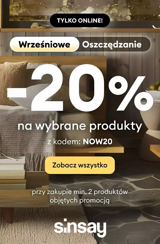 Sinsay - gazetka promocyjna -20% na wybrane produkty od czwartku 04.09 do poniedziałku 08.09