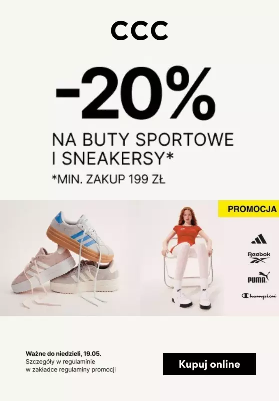 CCC - gazetka promocyjna -20% na buty sportowe i sneakersy  