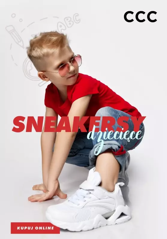 CCC - gazetka promocyjna SNEAKERSY dziecięce na WYPRZEDAŻY! od środy 31.07 