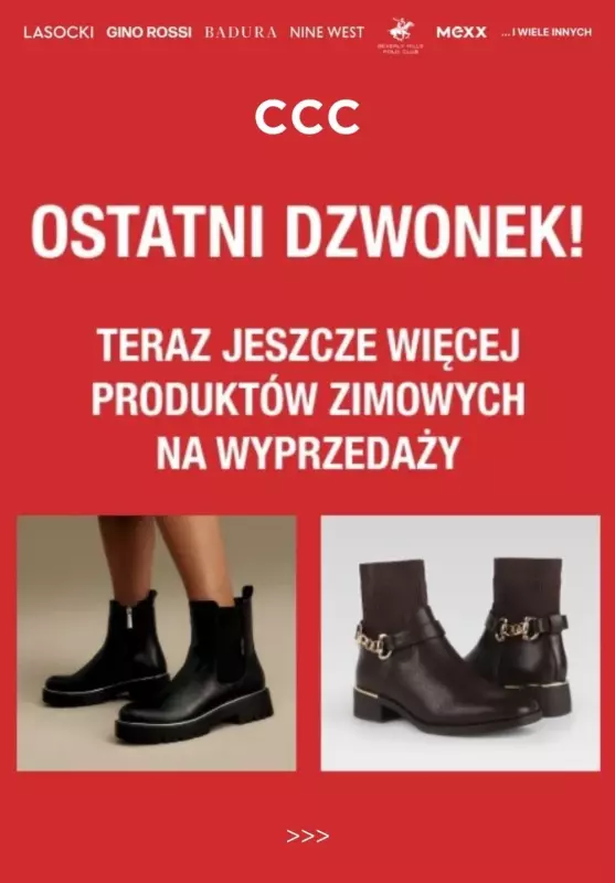 CCC - gazetka promocyjna OSTATNI DZWONEK! Wyprzedaż do -50% od czwartku 13.02 