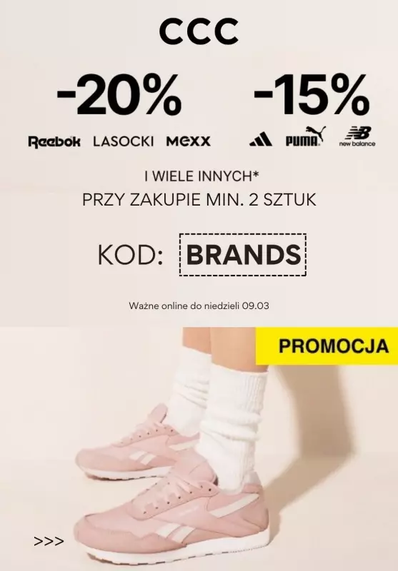 CCC - gazetka promocyjna Do -20% z KODEM od poniedziałku 03.03 do niedzieli 09.03