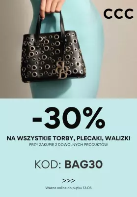 CCC - gazetka promocyjna -30% z KODEM na wszystkie torby, plecaki i walizki od wtorku 06.05 do wtorku 13.05