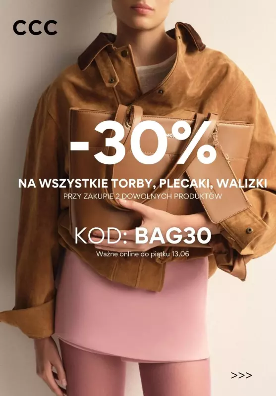 CCC - gazetka promocyjna -30% z KODEM na wszystkie torby, plecaki i walizki od czwartku 29.05 
