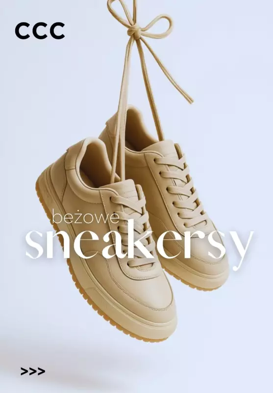 CCC - gazetka promocyjna Beżowe SNEAKERSY damskie od czwartku 25.09 