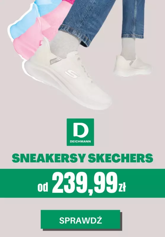 Deichmann - gazetka promocyjna Sneakersy damskie Skechers na wiosnę od poniedziałku 25.03 