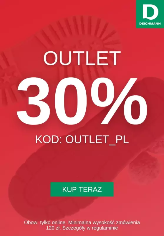 Deichmann - gazetka promocyjna Outlet 30% taniej z kodem od piątku 04.10 