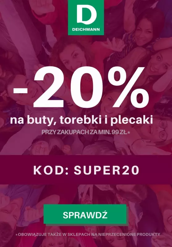 Deichmann - gazetka promocyjna -20% na buty, torebki i plecaki od wtorku 08.10 