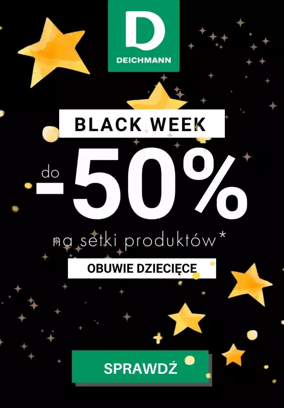 Deichmann - gazetka promocyjna Do -50% na BLACK WEEK - obuwie dziecięce od soboty 23.11 