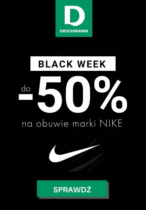 Deichmann - gazetka promocyjna Do -50% na obuwie marki NIKE od poniedziałku 25.11 