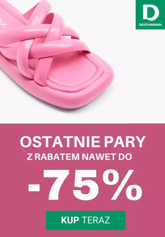 Deichmann - gazetka promocyjna Do -75% ostatnie rozmiary: obuwie damskie od wtorku 04.03 do niedzieli 09.03