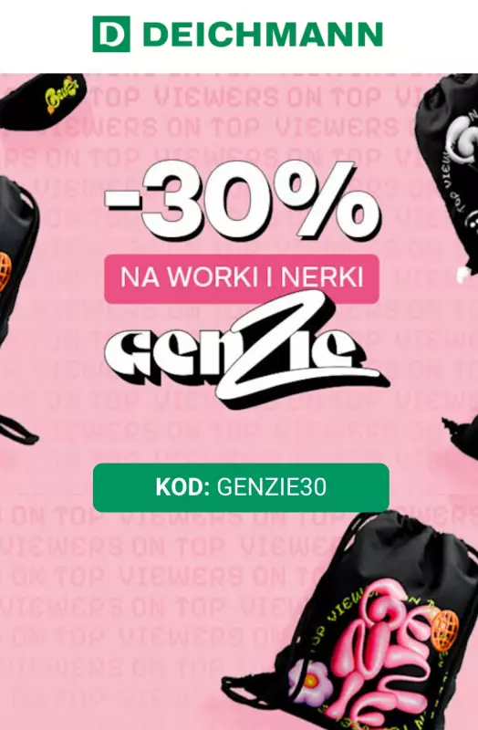 Deichmann - gazetka promocyjna -30% na worki i saszetki Genzie od środy 28.05 do niedzieli 08.06