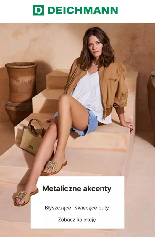 Deichmann - gazetka promocyjna Metaliczne akcenty - obuwie damskie od poniedziałku 21.07 do wtorku 29.07