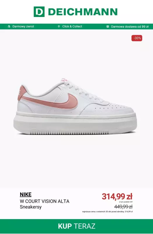 Deichmann - gazetka promocyjna Białe sneakersy damskie z wyprzedaży od wtorku 12.08  - strona 7