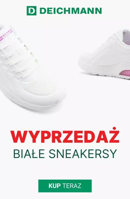 Deichmann - gazetka promocyjna Białe sneakersy damskie z wyprzedaży od wtorku 12.08 