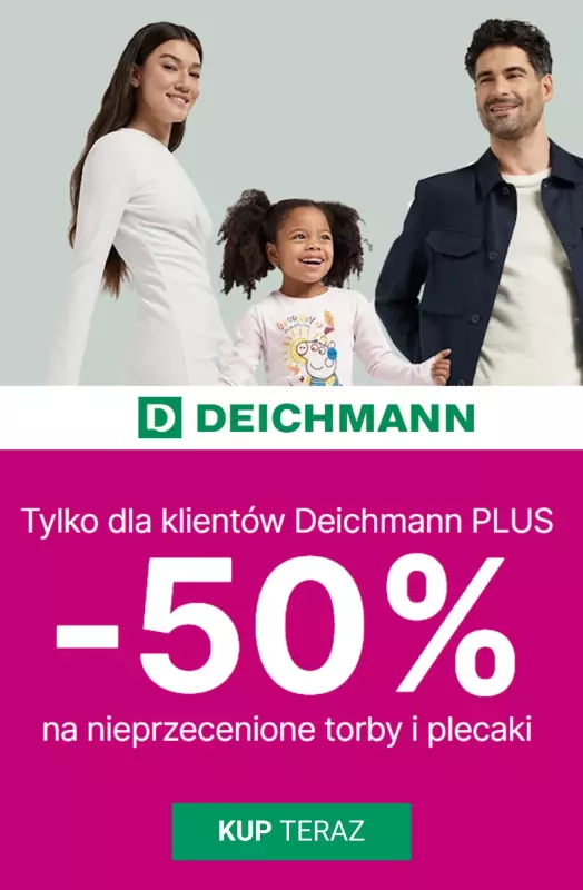 Deichmann - gazetka promocyjna -50% na nieprzecenione torby i plecaki od środy 10.09 do niedzieli 21.09