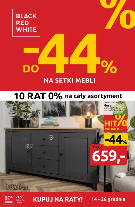 Black Red White - gazetka promocyjna DO -44% NA SETKI MEBLI od czwartku 14.12 do wtorku 26.12