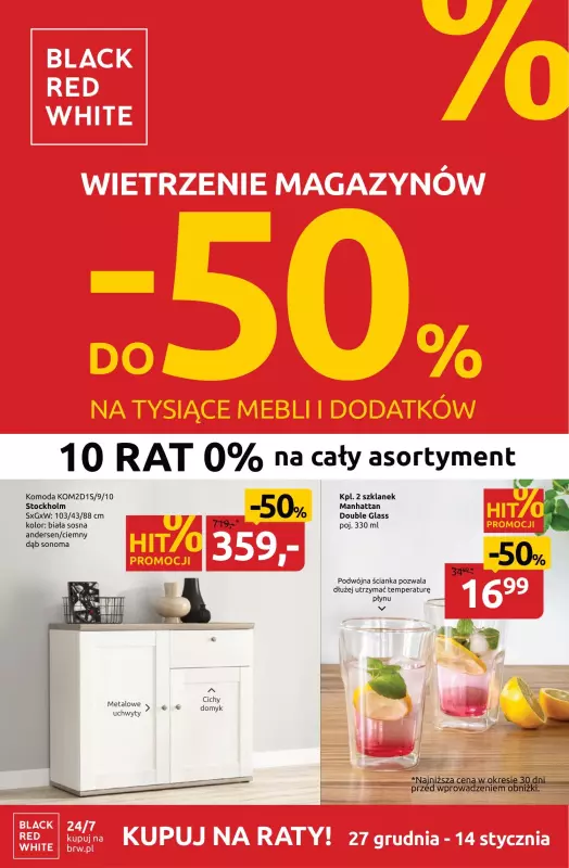 Black Red White - gazetka promocyjna WIETRZENIE MAGAZYNÓW do -50% od środy 27.12 do niedzieli 14.01