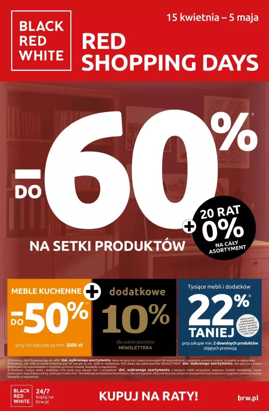 Black Red White - gazetka promocyjna Red Shopping days do -60% od poniedziałku 15.04 do niedzieli 05.05