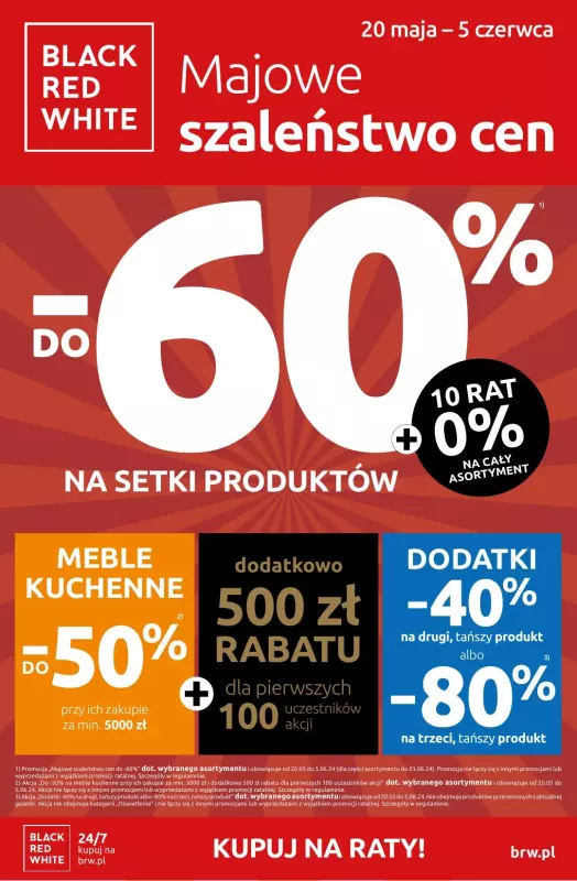 Black Red White - gazetka promocyjna MAJOWE SZALEŃSTWO CEN DO -60% od poniedziałku 20.05 do środy 05.06