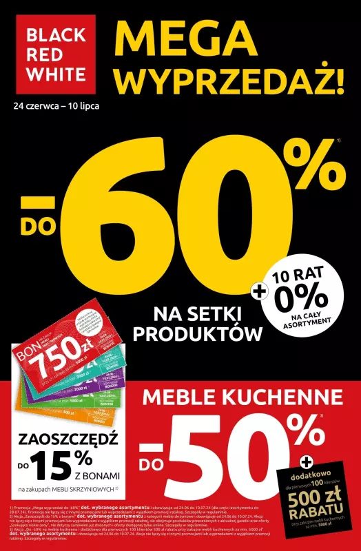 Black Red White - gazetka promocyjna Mega Wyprzedaż do -60% od poniedziałku 24.06 do środy 10.07