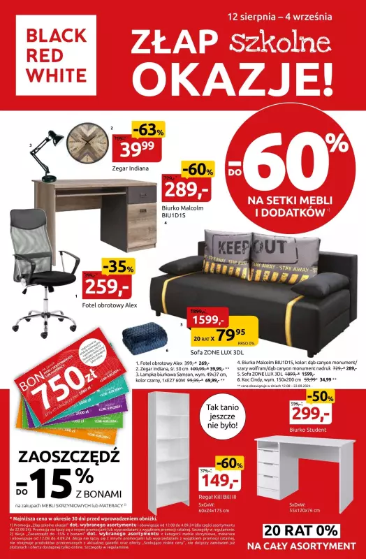 Black Red White - gazetka promocyjna -60% na setki mebli i dodatków od piątku 23.08 do środy 04.09