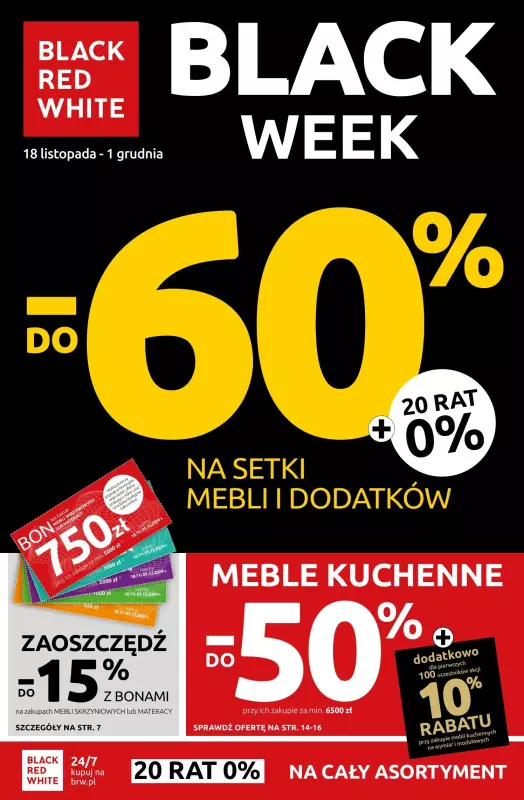 Black Red White - gazetka promocyjna Gazetka Black Week od poniedziałku 18.11 do niedzieli 01.12