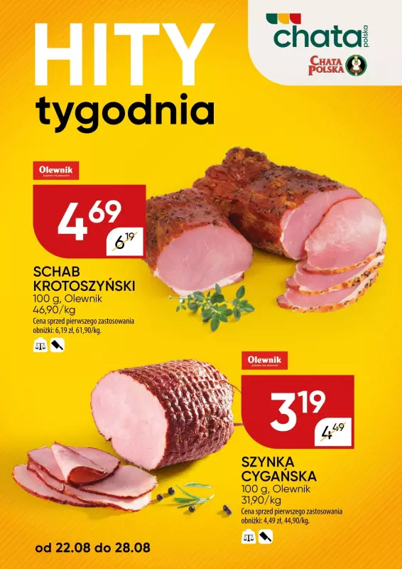 Chata Polska - gazetka promocyjna Hity tygodnia od czwartku 22.08 do środy 28.08