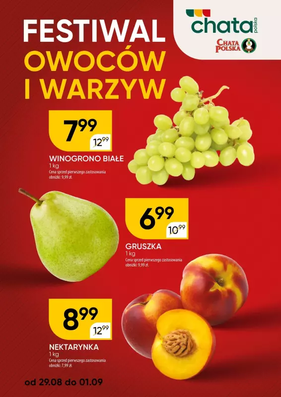 Chata Polska - gazetka promocyjna Festiwal owoców i warzyw od środy 28.08 do niedzieli 01.09