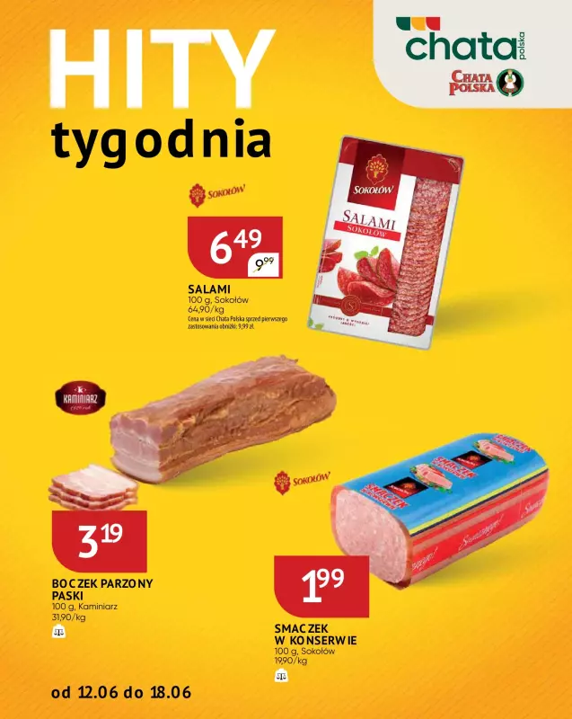 Chata Polska - gazetka promocyjna Hity tygodnia od czwartku 12.06 do środy 18.06