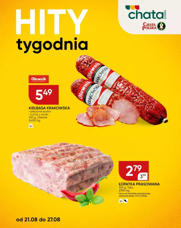 Chata Polska - gazetka promocyjna Hity tygodnia od czwartku 21.08 do środy 27.08 - strona 3
